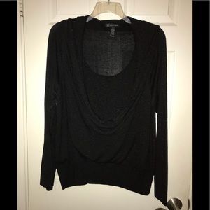 INC Black Sweater With Fine Sparkle Threads 1X